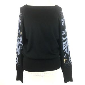 French connection beaded wool sweater embellished